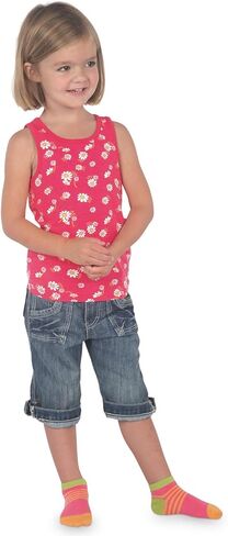 جوارب ببطانة رياضية من Country Kids للفتيات Little Fun Summer Low Cut No Show، عبوة من 6 قطع، أحمر/كحلي، 2-4 سنوات (مقاس الحذاء 6-11.) in Kuwait