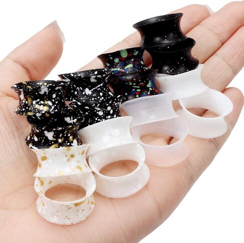 Cisyozi 8 أزواج من مقاييس الأذن السيليكون الرفيعة جدًا، سدادات أنفاق الأذن المرنة، مقابس نقالات، موسع مزدوج متوهج، قياس اللحم، مجموعة أدوات قياس التوكيل للنساء والرجال، 6 جرام - 20 مم in Kuwait