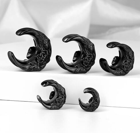 LADEMAYH 2Pcs Elegant Rose 0g Plugs Gauges for Women, Black Size 0 Gauge Plugs Gauges for Ears, 0 Gauge Earrings Surgical Steel 0g Ear Tunnels Saddle Gauges in Kuwait