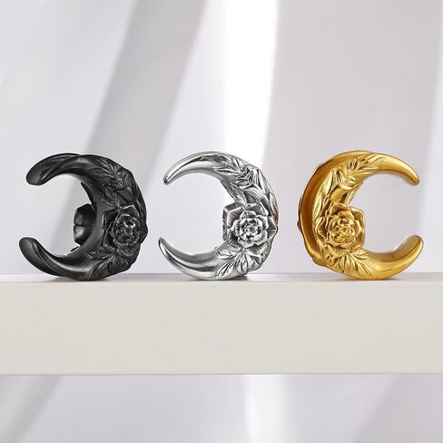 LADEMAYH 2Pcs Elegant Rose 0g Plugs Gauges for Women, Black Size 0 Gauge Plugs Gauges for Ears, 0 Gauge Earrings Surgical Steel 0g Ear Tunnels Saddle Gauges in Kuwait