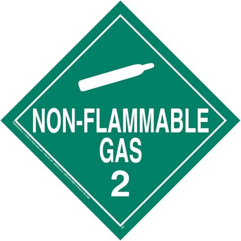 Division 2.2 Non-Flammable Gas Placard, Worded 25-pk. - 10.75" x 10.75" Removable Self Adhesive Economy Vinyl for Short-Term Applications - J. J. Keller - Complies with DOT Hazmat Placard Requirements in Saudi Arabia