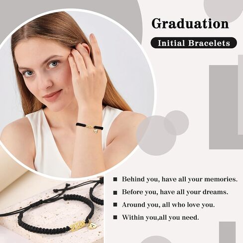 Graduation Gifts for Her 2024 Initial Bracelets for Women High School College Graduation Gifts for Teen Girls 5th 8th Grade Masters Degree Letter A-Z Bracelet Daughter Granddaughter Girlfriend Jewelry in Saudi Arabia