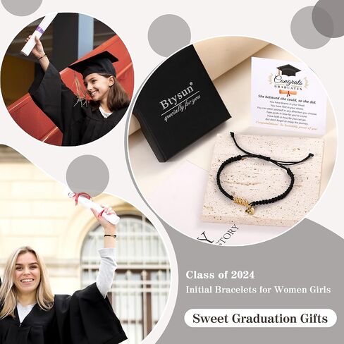 Graduation Gifts for Her 2024 Initial Bracelets for Women High School College Graduation Gifts for Teen Girls 5th 8th Grade Masters Degree Letter A-Z Bracelet Daughter Granddaughter Girlfriend Jewelry in Saudi Arabia