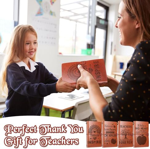 4 Pcs Teacher Leather Journal Retro Travel Journal Notebook It Takes a Big Heart to Shape Little Minds Teacher Appreciation Gifts Writing Notepad for Teacher's Day Birthday Graduation in Saudi Arabia