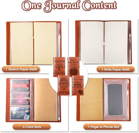 4 Pcs Teacher Leather Journal Retro Travel Journal Notebook It Takes a Big Heart to Shape Little Minds Teacher Appreciation Gifts Writing Notepad for Teacher's Day Birthday Graduation in Saudi Arabia