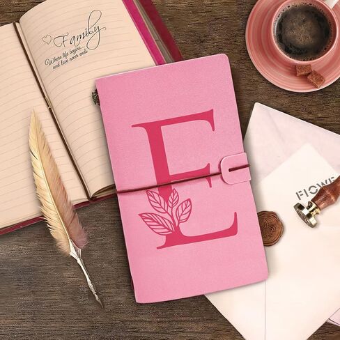 JEWPHX مجلة شخصية هدية - مجلة جلدية أولية باللون الوردي + مجموعة أقلام الماس على شكل قلب، هدايا مذكرات دفتر السفر، دفاتر ملاحظات قابلة لإعادة الملء، عيد الميلاد، هدايا عيد ميلاد للنساء الفتيات (7.9 بوصة × 4.7 بوصة) (أ) in Kuwait