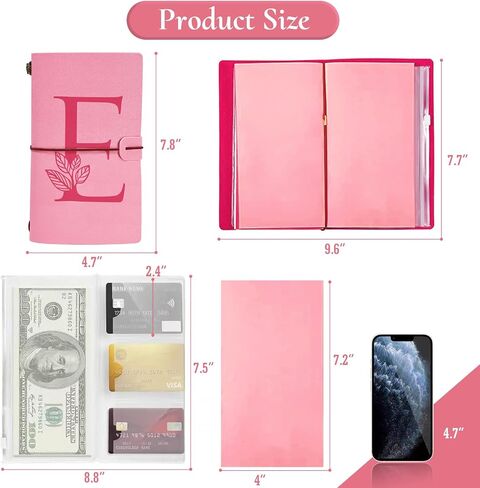 JEWPHX مجلة شخصية هدية - مجلة جلدية أولية باللون الوردي + مجموعة أقلام الماس على شكل قلب، هدايا مذكرات دفتر السفر، دفاتر ملاحظات قابلة لإعادة الملء، عيد الميلاد، هدايا عيد ميلاد للنساء الفتيات (7.9 بوصة × 4.7 بوصة) (أ) in Kuwait