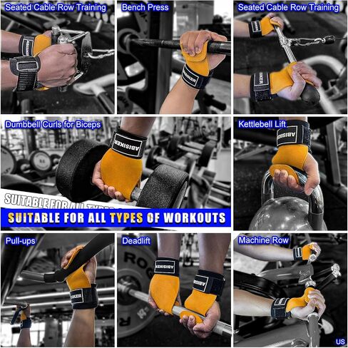 Lifting Straps, ABISIKER Wrist Straps for Weightlifting Body Building Fitness Deadlift Pull-Ups, Deadlift Straps for Men Women Gym Home Adjustable Strong Leather Padded Wrist Support in Saudi Arabia
