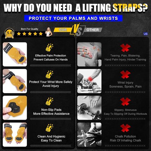 Lifting Straps, ABISIKER Wrist Straps for Weightlifting Body Building Fitness Deadlift Pull-Ups, Deadlift Straps for Men Women Gym Home Adjustable Strong Leather Padded Wrist Support in Saudi Arabia