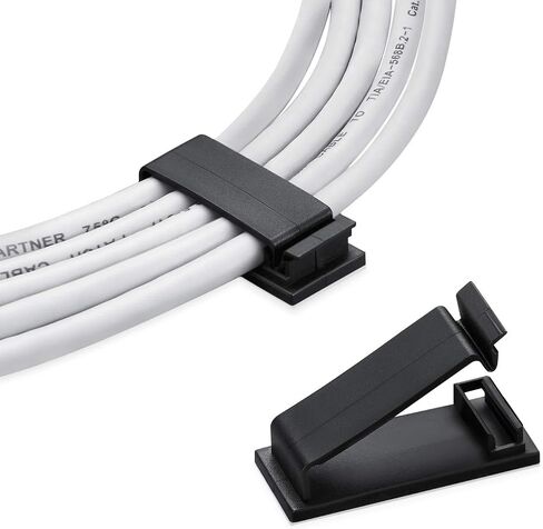 50 Pack Self Adhesive Cable Management Clips,Cable Organizers Wire Clips Cord Holder for PC Laptop Ethernet Cable Desktop Home Office(1.78’’ x 0.75’’ x 0.28’’,Black) in Saudi Arabia