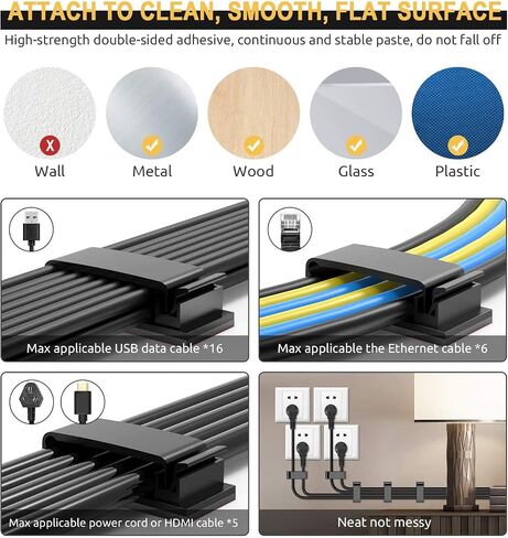 50 Pack Self Adhesive Cable Management Clips,Cable Organizers Wire Clips Cord Holder for PC Laptop Ethernet Cable Desktop Home Office(1.78’’ x 0.75’’ x 0.28’’,Black) in Saudi Arabia