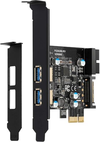 بطاقة YBBOTT PCIE USB 3.0، منافذ PCI Express 1X 2 مع موصل USB 3.0 داخلي 19 دبوس Superspeed 5 جيجابت في الثانية PCI-e USBIII محول وحدة تحكم بطاقة التوسعة يدعم Windows 10/8 / 7 / XP in Saudi Arabia