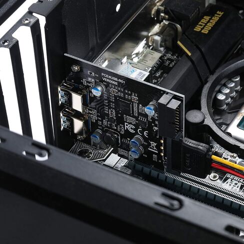 بطاقة YBBOTT PCIE USB 3.0، منافذ PCI Express 1X 2 مع موصل USB 3.0 داخلي 19 دبوس Superspeed 5 جيجابت في الثانية PCI-e USBIII محول وحدة تحكم بطاقة التوسعة يدعم Windows 10/8 / 7 / XP in Saudi Arabia