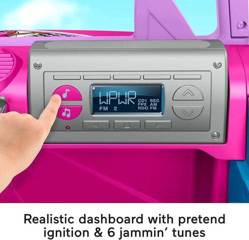 لعبة باربي جيب رانجلر للركوب مع موسيقى من باور ويلز، لعبة ما قبل المدرسة تعمل بالبطارية، جر متعدد التضاريس، مقعدان، للأعمار من 3 سنوات فما فوق in Kuwait