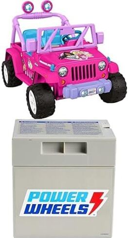 Power Wheels Barbie Jeep Wrangler Ride-On Toy with Music, Battery-Powered Preschool Toy, Multi-Terrain Traction, Seats 2, Ages 3+ Years in Saudi Arabia