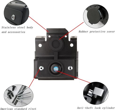 قفل بقطعة غطاء Timilge لـ Wrangler JK JKU 2007-2017 قفل مضاد للسرقة اسطوانة غطاء من الفولاذ المقاوم للصدأ مزلاج بمفتاح in Kuwait