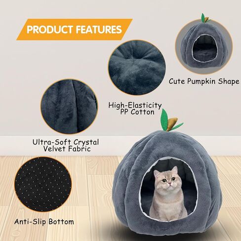 Cat Bed Cave Bunny Warm House Guinea Pig Hideout Rabbit Bedding Nest Soft Cozy for Rabbit Cat Guinea Pig Chinchilla Squirrel Ferret Hedgehog (Gray) in Saudi Arabia