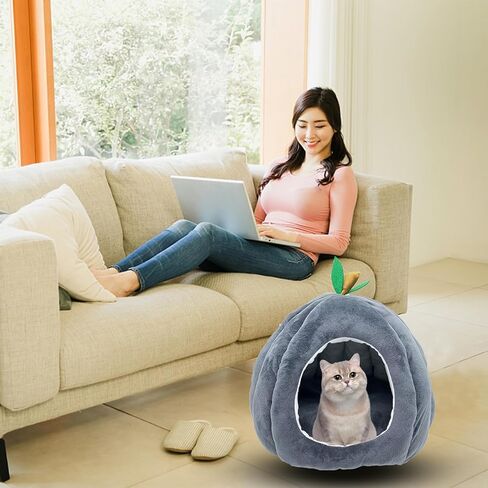 Cat Bed Cave Bunny Warm House Guinea Pig Hideout Rabbit Bedding Nest Soft Cozy for Rabbit Cat Guinea Pig Chinchilla Squirrel Ferret Hedgehog (Gray) in Saudi Arabia