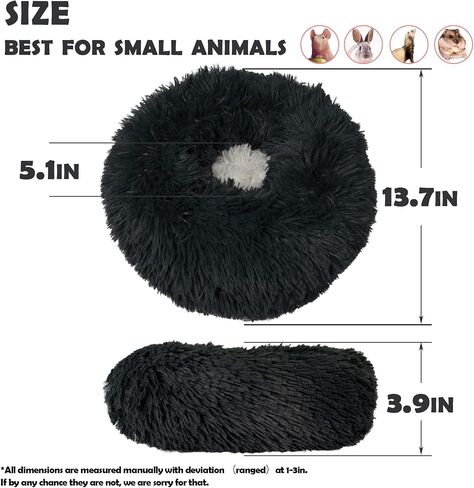 Ferret Plush Bed Small Pet Cushion Long Plush Soft Washable for Ferret & Small Animals, black in Saudi Arabia