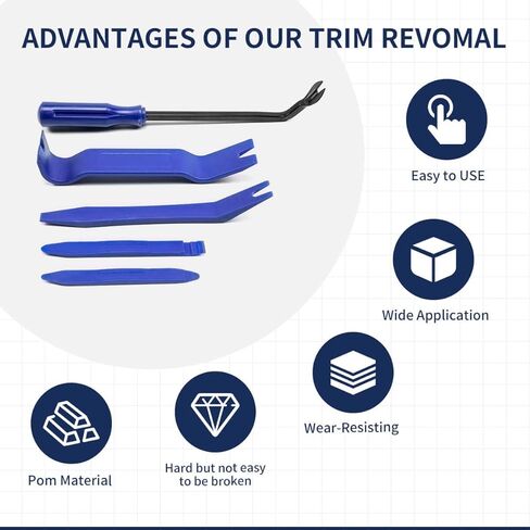 مجموعة أدوات إزالة القطع التلقائية من LASFIT، أداة إزالة التثبيت - أدوات السيارة مجموعة التشذيب التلقائي - سهولة إزالة ألواح أبواب السيارة، والمثبتات، والقولبة، ولوحات القيادة، ومحاور العجلات (5 عبوات) in Kuwait