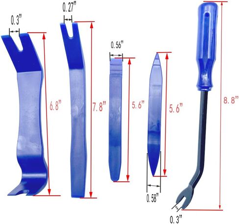 مجموعة أدوات فك بلاستيكية مضادة للخدش مكونة من 5 قطع، مجموعة أدوات إزالة مشبك لوحة الباب الداخلي للسيارة لتثبيت صوت راديو لوحة أجهزة القياس في السيارة (أزرق) in Kuwait