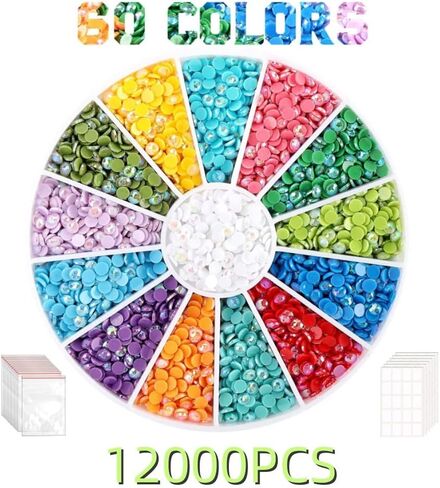 Diyyider 5D Diamond Painting Beads - 12000 Pcs 60 Colors AB Round Drills with 120 Tags Label Paper, Diamond Dots Accessories Art Crafts (200pcs per Bag) in Saudi Arabia