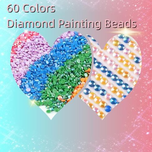 Diyyider 5D Diamond Painting Beads - 12000 Pcs 60 Colors AB Round Drills with 120 Tags Label Paper, Diamond Dots Accessories Art Crafts (200pcs per Bag) in Saudi Arabia