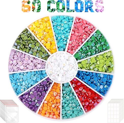 Diyyider 5D Diamond Painting Beads - 12000 Pcs 60 Colors AB Round Drills with 120 Tags Label Paper, Diamond Dots Accessories Art Crafts (200pcs per Bag) in Saudi Arabia