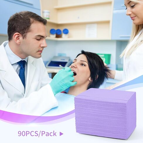 Annhua 90 عبوة من مرايل الأسنان البيضاء للاستعمال مرة واحدة، مرايل طبيب الأسنان، مقاس 33.02 سم × 45.72 سم - مرايل وشم مقاومة للماء، مناديل أظافر، مرايل للمريض للاستعمال مرة واحدة in Kuwait