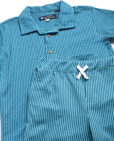 Ben Sherman Boys' Shorts Set - 2 Piece Seersucker Button Down T-Shirt and Shorts - Summer Cabana Set for Boys (8-14) in Saudi Arabia