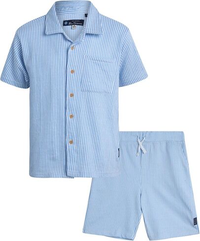 Ben Sherman Boys' Shorts Set - 2 Piece Seersucker Button Down T-Shirt and Shorts - Summer Cabana Set for Boys (8-14) in Saudi Arabia