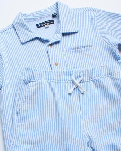 Ben Sherman Boys' Shorts Set - 2 Piece Seersucker Button Down T-Shirt and Shorts - Summer Cabana Set for Boys (8-14) in Saudi Arabia