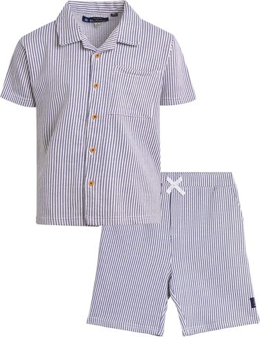 Ben Sherman Boys' Shorts Set - 2 Piece Seersucker Button Down T-Shirt and Shorts - Summer Cabana Set for Boys (8-14) in Saudi Arabia