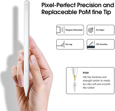 قلم NuoirJG لجهاز iPad 9th&10، مغناطيسي، مقاوم لراحة اليد، متوافق مع 2018-2024 Apple iPad Pro11&12.9 بوصة، Air 3/4/5، Mini 5/6 in Saudi Arabia