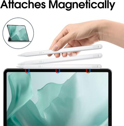 قلم NuoirJG لجهاز iPad 9th&10، مغناطيسي، مقاوم لراحة اليد، متوافق مع 2018-2024 Apple iPad Pro11&12.9 بوصة، Air 3/4/5، Mini 5/6 in Saudi Arabia