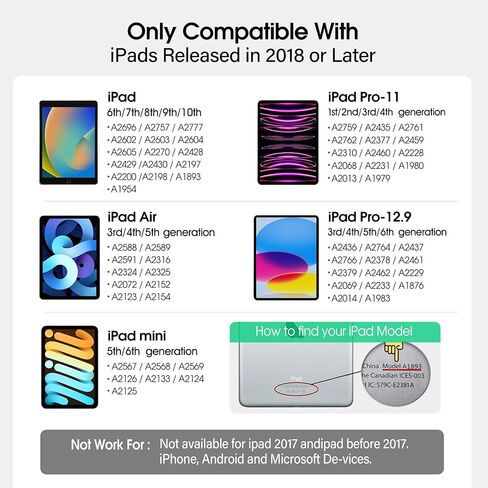 قلم NuoirJG لجهاز iPad 9th&10، مغناطيسي، مقاوم لراحة اليد، متوافق مع 2018-2024 Apple iPad Pro11&12.9 بوصة، Air 3/4/5، Mini 5/6 in Saudi Arabia