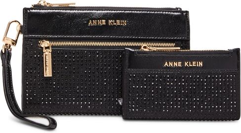 مجموعة هدايا Ak للسيدات من Anne Klein مكونة من قطعتين مع حقيبة يد بسحاب من حجر الراين وحقيبة معصم للبطاقات in Saudi Arabia