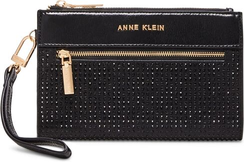 مجموعة هدايا Ak للسيدات من Anne Klein مكونة من قطعتين مع حقيبة يد بسحاب من حجر الراين وحقيبة معصم للبطاقات in Saudi Arabia