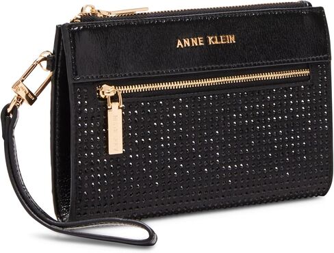 مجموعة هدايا Ak للسيدات من Anne Klein مكونة من قطعتين مع حقيبة يد بسحاب من حجر الراين وحقيبة معصم للبطاقات in Saudi Arabia