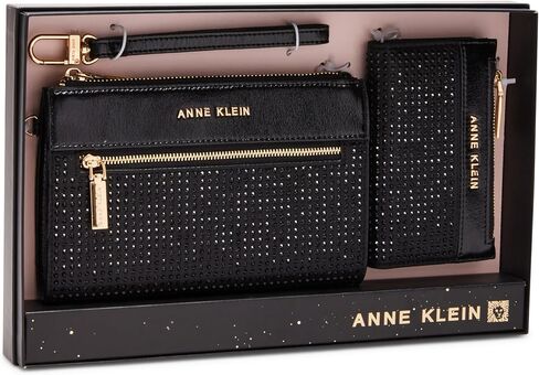 مجموعة هدايا Ak للسيدات من Anne Klein مكونة من قطعتين مع حقيبة يد بسحاب من حجر الراين وحقيبة معصم للبطاقات in Saudi Arabia