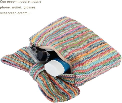 WOG2008 حقيبة يد صيفية من القش على شكل فيونكة للنساء 2024 محفظة شاطئ منسوجة لقضاء عطلة الزفاف in Kuwait