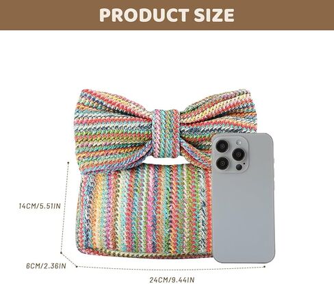 WOG2008 حقيبة يد صيفية من القش على شكل فيونكة للنساء 2024 محفظة شاطئ منسوجة لقضاء عطلة الزفاف in Kuwait