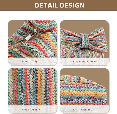 WOG2008 حقيبة يد صيفية من القش على شكل فيونكة للنساء 2024 محفظة شاطئ منسوجة لقضاء عطلة الزفاف in Kuwait