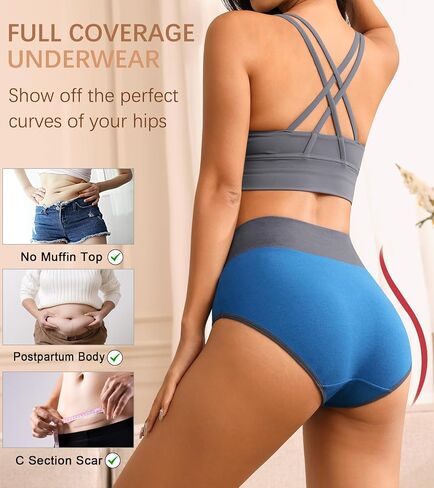 Eiggam High Waisted Underwear for Women Tummy Control Panties Cotton Briefs Full Coverage Breathable Underwear Packs Women in Saudi Arabia