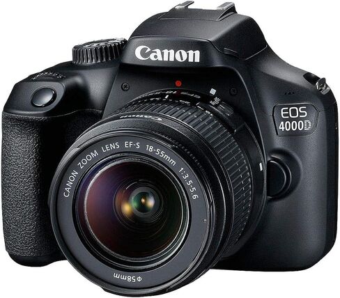 Canon EOS 4000D / Rebel T100 DSLR Camera with EF-S 18-55mm + EF 75-300mm Lens + A-Cell Accessory Bundle Includes: Wide Angle Lenses + SanDisk 128GB Memory Card + Much More (Renewed) in Saudi Arabia