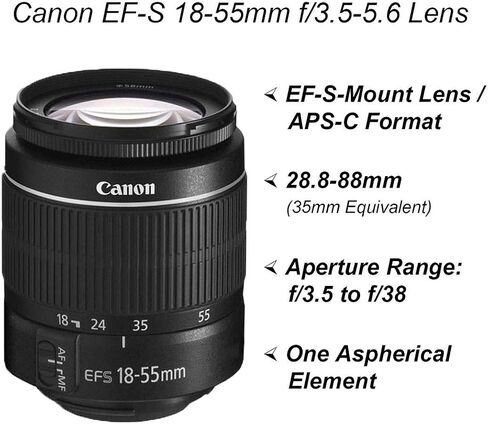 Canon EOS 4000D / Rebel T100 DSLR Camera with EF-S 18-55mm + EF 75-300mm Lens + A-Cell Accessory Bundle Includes: Wide Angle Lenses + SanDisk 128GB Memory Card + Much More (Renewed) in Saudi Arabia