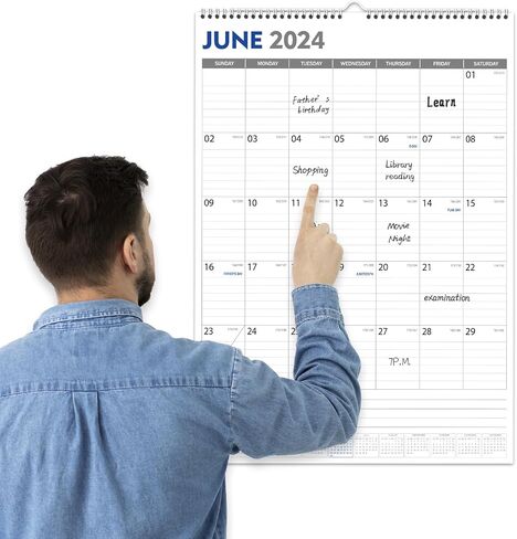 GuassLee Large Wall Calendar 2024-2025, 22"x15" Vertical Wall Calendar 2024, Jun. 2024 to Dec. 2025, 19-Month Paper Hanging Planner Wall with Julian Date for Office Home Planning & Organizing in Saudi Arabia