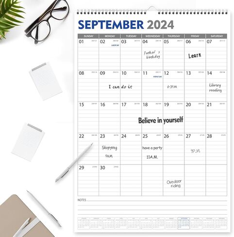 GuassLee Large Wall Calendar 2024-2025, 22"x15" Vertical Wall Calendar 2024, Jun. 2024 to Dec. 2025, 19-Month Paper Hanging Planner Wall with Julian Date for Office Home Planning & Organizing in Saudi Arabia