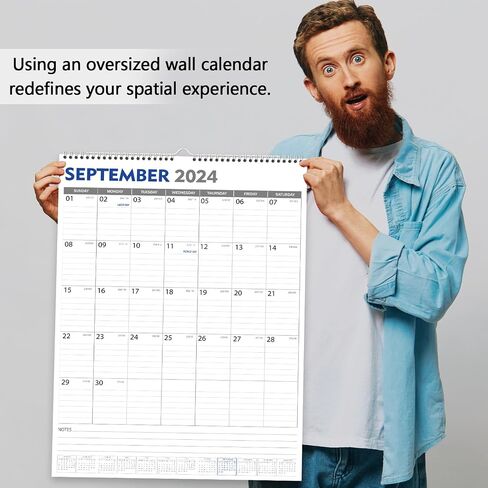 GuassLee Large Wall Calendar 2024-2025, 22"x15" Vertical Wall Calendar 2024, Jun. 2024 to Dec. 2025, 19-Month Paper Hanging Planner Wall with Julian Date for Office Home Planning & Organizing in Saudi Arabia