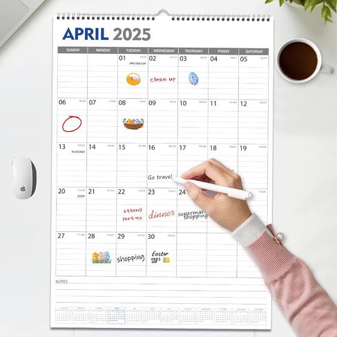 GuassLee Large Wall Calendar 2024-2025, 22"x15" Vertical Wall Calendar 2024, Jun. 2024 to Dec. 2025, 19-Month Paper Hanging Planner Wall with Julian Date for Office Home Planning & Organizing in Saudi Arabia